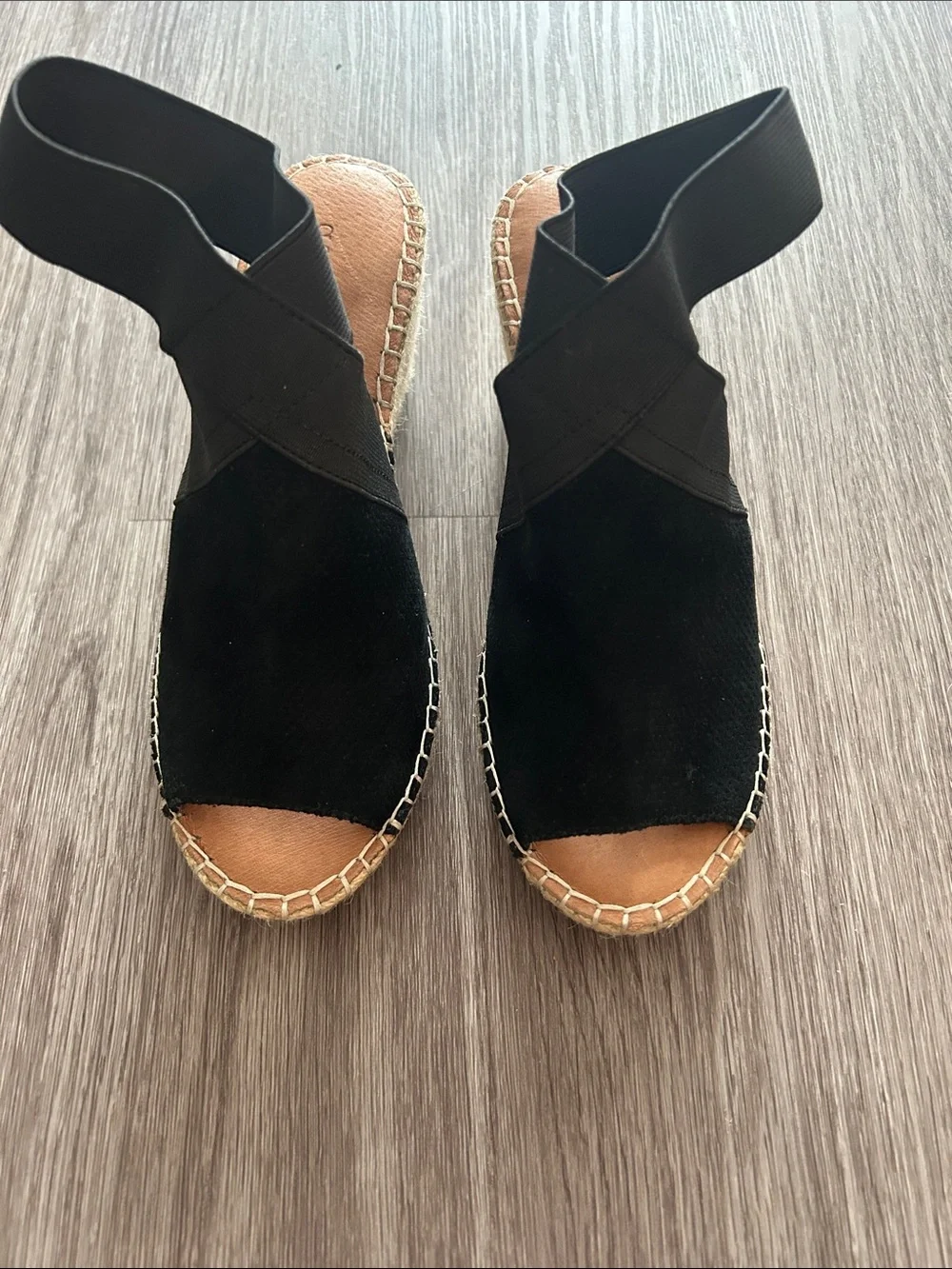 Gentle Souls Women's Black Suede Espadrille Slingback Sandals size 6.5